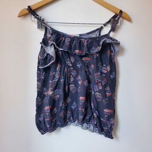 Blue/Navy Printed Ardene Tank Top - Size M